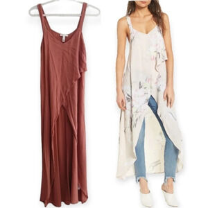 Leith Walk Thru Hi Low Asymetrical Flowy Tank Top with Train XS